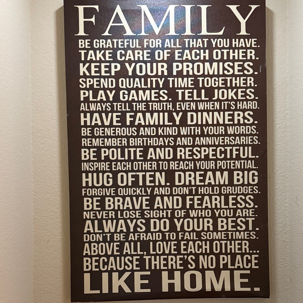 Family Inspirational Wall Art in Brown and White
